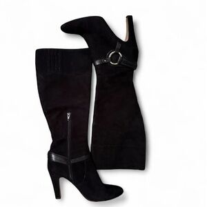 ANTONIO MELANI Elegant Suede Black Heeled Boots size 7.5